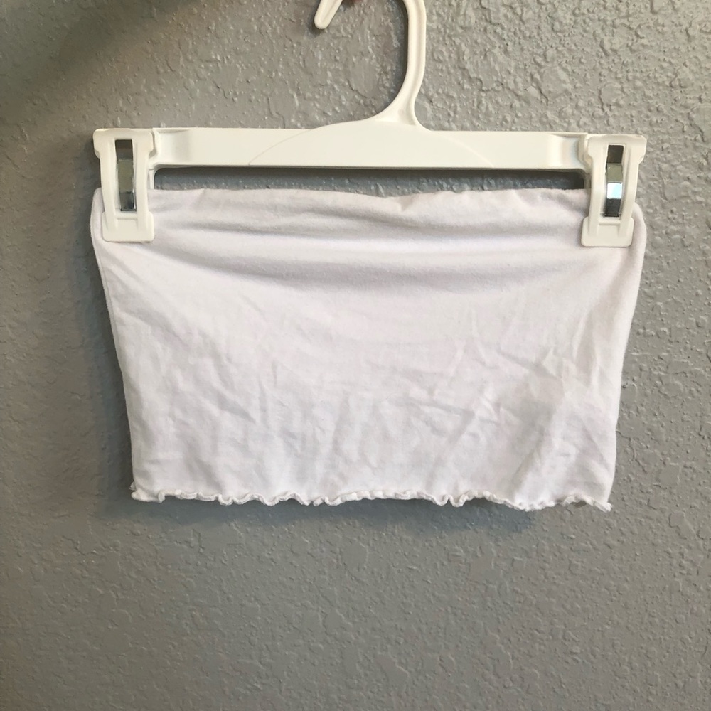 White tube top with ruffles